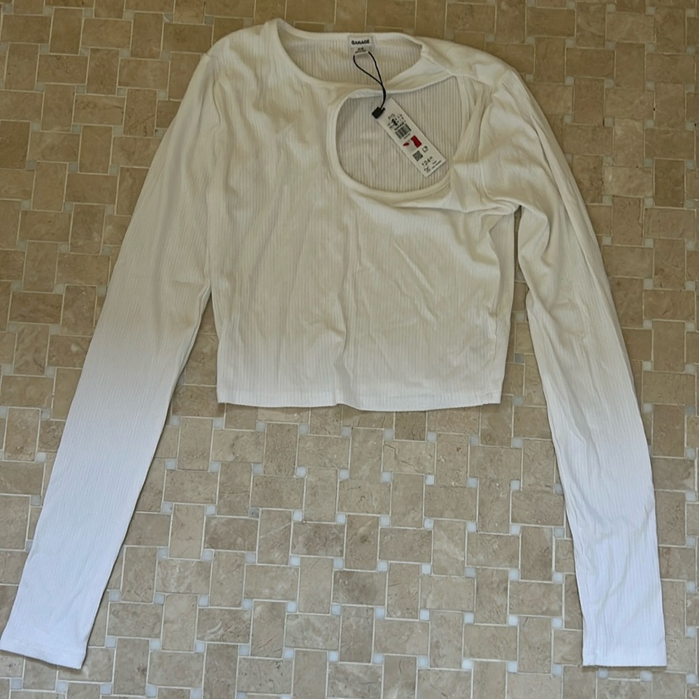 Garage white cut out long sleeve